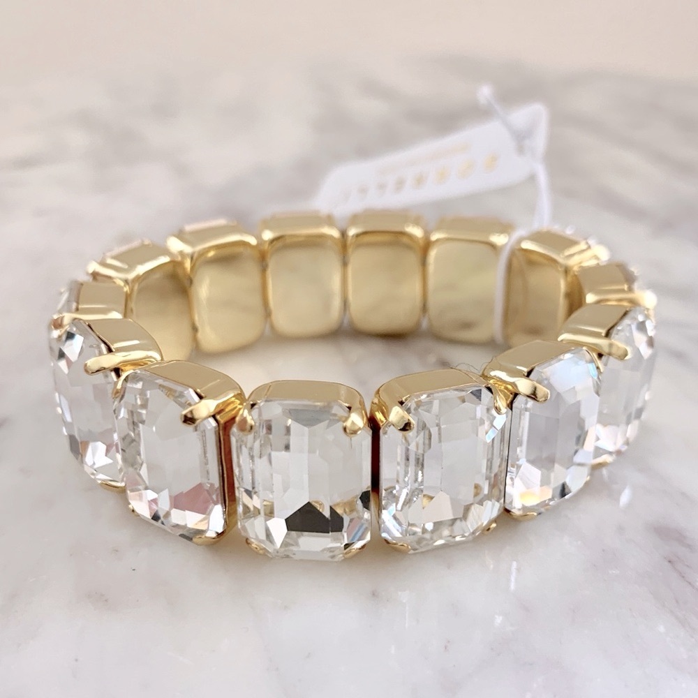 Sorrelli Gold-Tone Clear Crystal Stretch Bracelet